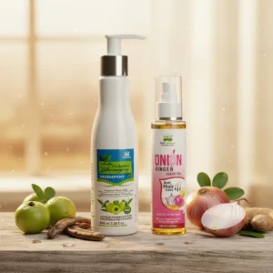 Ayurvedic Hair Care Combo - Amla Shikakai Bhringraj Shampoo & Onion Ginger Hair Oil